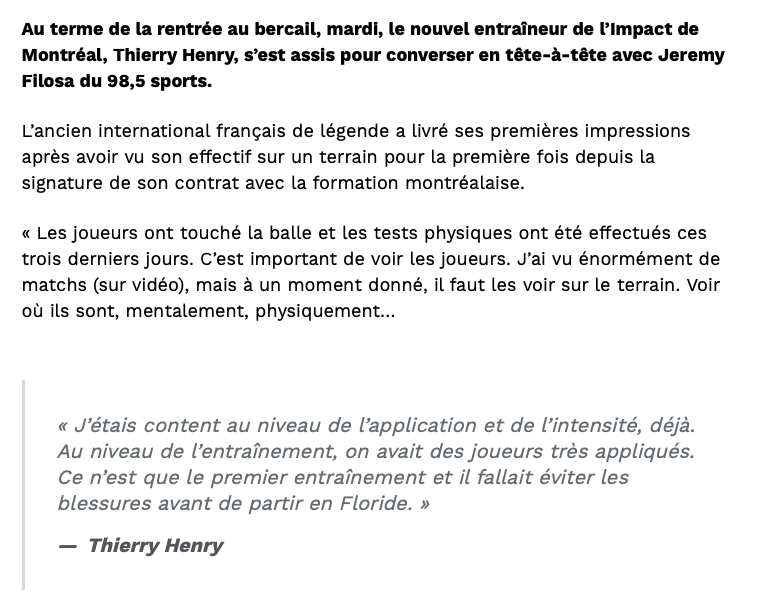 Thierry Henry parle déjà d'une équipe de PLOMBIERS!!!!