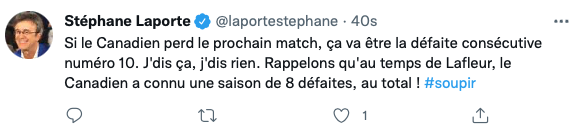 Stéphane Laporte sur le DOS du Canadien de Montréal...