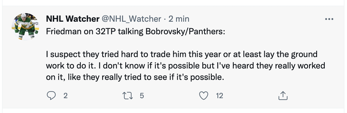 Les Panthers sont prêt à tout pour transiger Sergei Bobrovsky...si Carey Price...