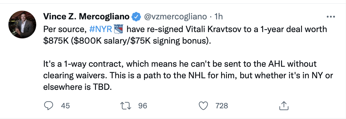 Même si Vitali Kravtsov a signé...Jeff Gorton...