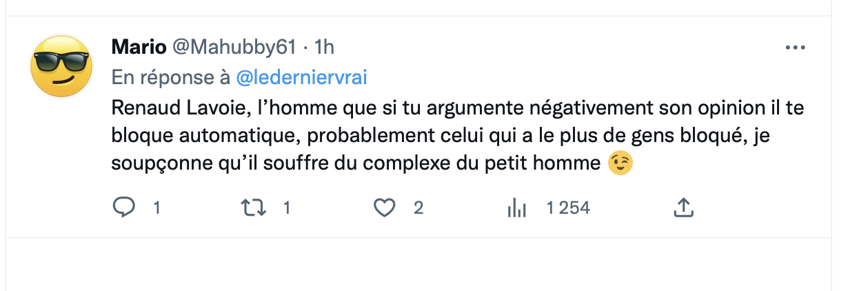 Renaud Lavoie RIDICULISÉ sur la TOILE...le COMPLEXE du PETIT HOMME...