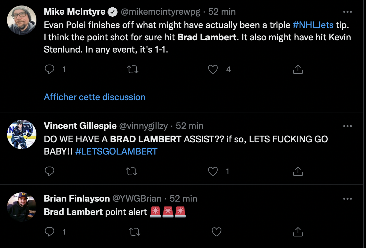 HAHA!! Les fans des Jets sont aveuglés par Brad Lambert!!!