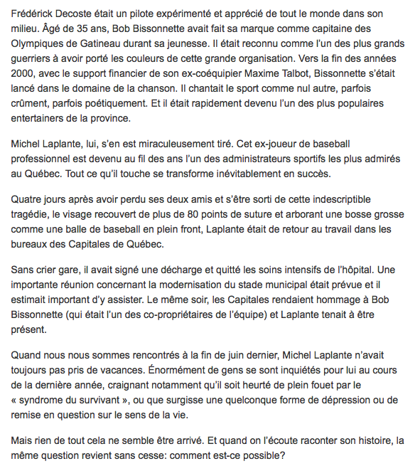 Hockey30 Perdre Son Meilleur Ami Dans Un Accident D Helicoptere Passer A Deux Doigts De La Mort